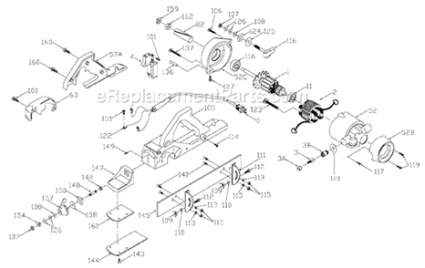 Page A Diagram and Parts List for 4692 Type 2 Porter Cable Planer Jointer